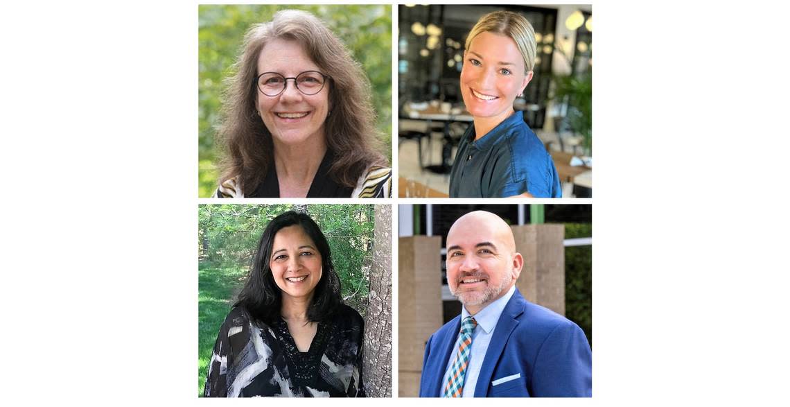 Chapel Hill Town Council candidates on the 2023 ballot are, clockwise from top left: Amy Ryan, Elizabeth Sharp, Renuka Soll and Erik Valera.