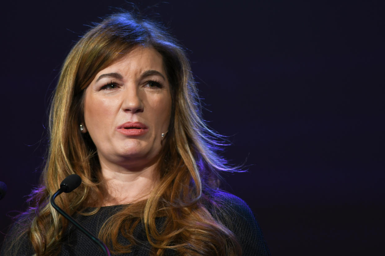 Baroness Karren Brady, a Member of Parliament of the United Kingdom, a sporting executive, tv personality, newspaper columnist, author and novelist, speaks at Pendulum Summit, World's Leading Business & Self Empowerment Summit, in Dublin Convention Center.
On Thursday, January 10, 2019, in Dublin, Ireland. (Photo by Artur Widak/NurPhoto via Getty Images)