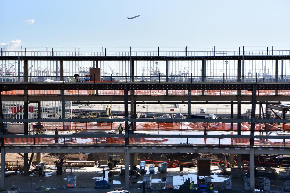 Construction of a new Terminal One at Newark Liberty International Airport on October 23, 2019 in Elizabeth. 