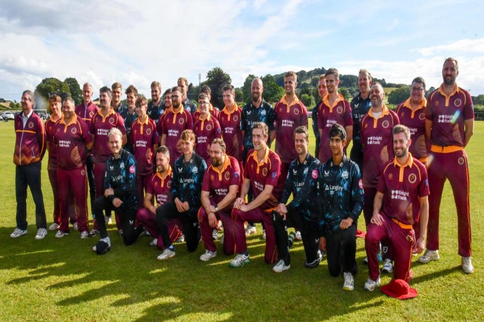 The teams from last year’s T20 match for Martley against a Ben Cox Worcestershire XI at Jewry Field. It was the first time a testimonial match had been staged in Martley in 20 years <i>(Image: Martley Cricket Club)</i>