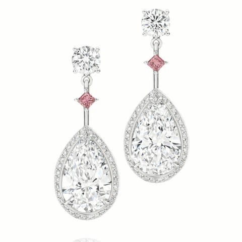 Calleija Harmony platinum and diamond pear-shape drop earrings