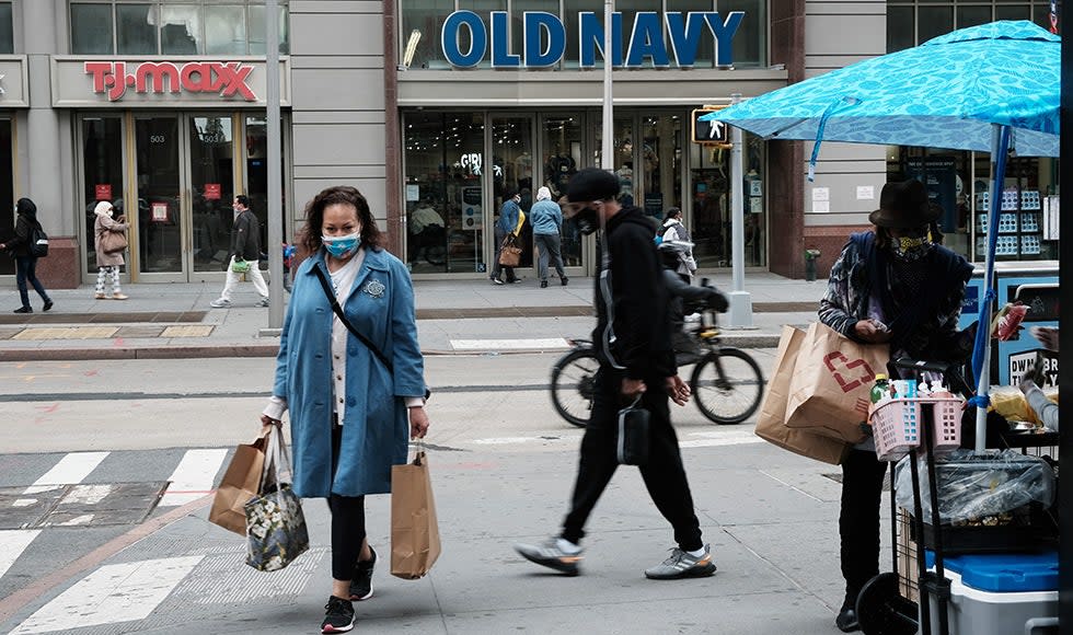 People shop in downtown Brooklyn