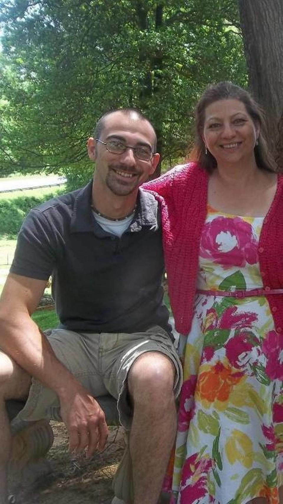 Anthony Sharpe, pictured here with his mother, Patsy, had a gift for making people laugh. He died in 2021 when a trench wall collapsed on him. He was 38.