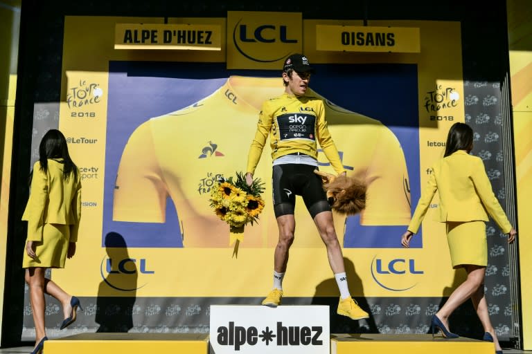 Britain's Geraint Thomas was booed by fans as he stepped on to the podium after winning the gruelling 12th stage of the Tour de France to l'Alpe d'Huez