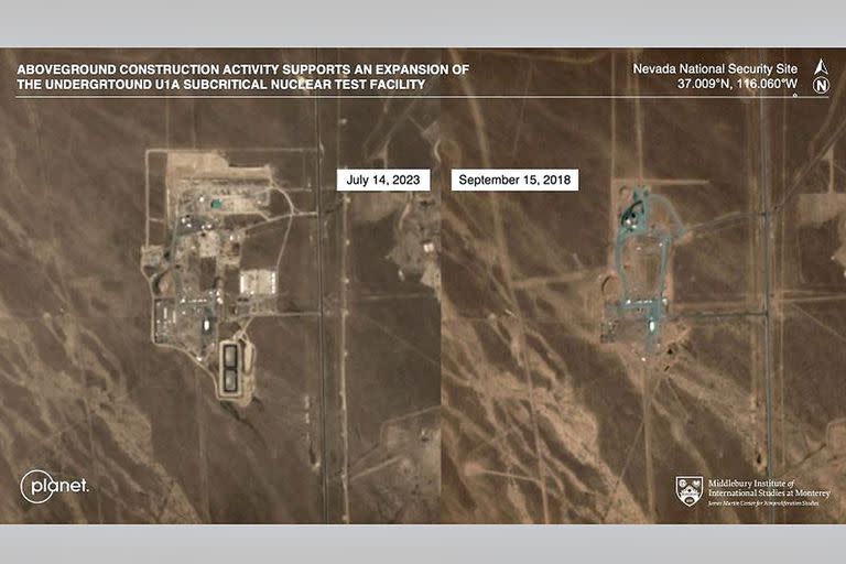 El antes y después de una planta con capacidad nuclear en el área de Nevada, Estados Unidos