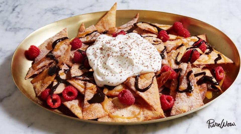 <p>Pure Wow</p><p>Nacho lovers will be so happy to have them for dessert.</p><p><strong>Get the recipe: <a href="https://www.purewow.com/recipes/Dessert-Nachos" rel="nofollow noopener" target="_blank" data-ylk="slk:Dessert Nachos;elm:context_link;itc:0;sec:content-canvas" class="link ">Dessert Nachos</a></strong></p>