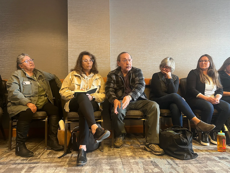 Maurice McGinty speaks at a public meeting in Anchorage earlier this week. (Photo by Nathaniel Herz/Northern Journal)