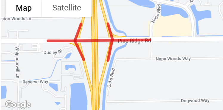 A diverging diamond is planned at the I-75/Pine Ridge Road interchange in Collier County.