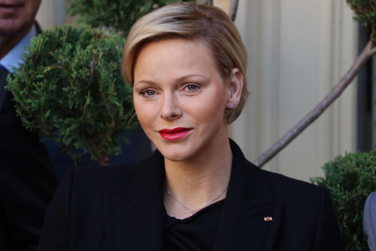 Princess Charlene of Monaco poses during the annual charity ceremony in Monaco on November 17, 2018. - Prince Albert II and Princess Charlene are attending several events ahead of the Monaco National Day on November 19. (Photo by VALERY HACHE / POOL / AFP) (Photo by VALERY HACHE/POOL/AFP via Getty Images)