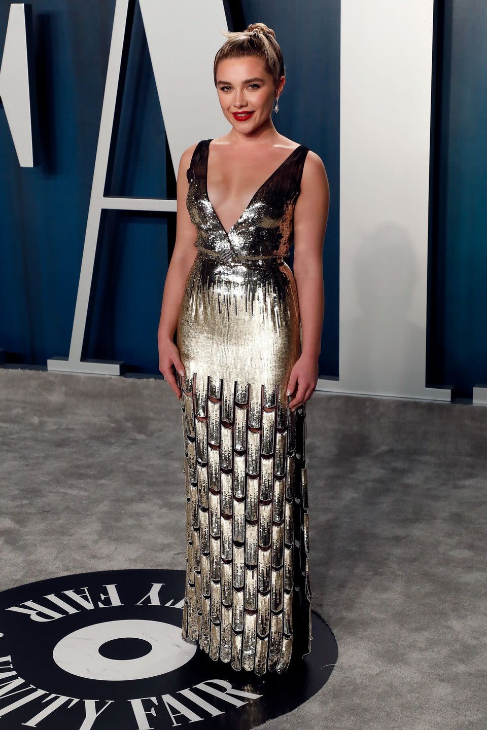 beverly hills, california february 09 florence pugh attends the vanity fair oscar party at wallis annenberg center for the performing arts on february 09, 2020 in beverly hills, california photo by taylor hillfilmmagic,