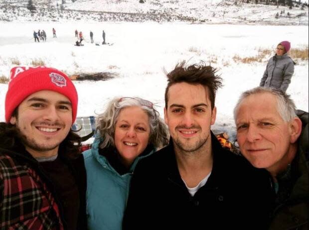 Troylana Manson, second from left, and her son Aaron, second from right, pictured with his father and brother. Aaron Manson died of drug overdose in Kamloops, B.C., on April 26.  (Submitted by Troylana Manson - image credit)