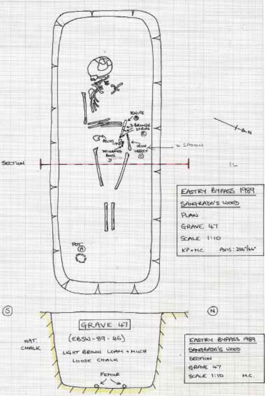 The excavators drawing of Updown Girl, Eastry Kent