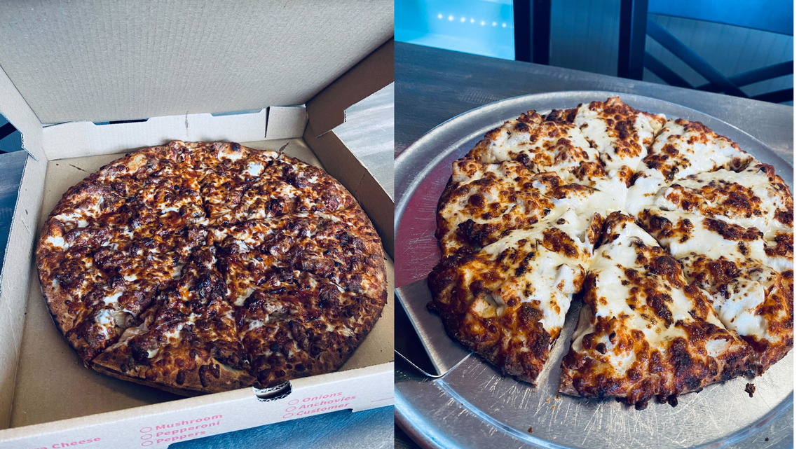 The barbecue chicken pizza and chicken bacon ranch pizza at Pig on a Pie in Macon.
