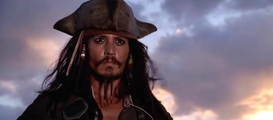 Captain Jack Sparrow in "Pirates of the Carribean: The Curse of the Black Pearl"