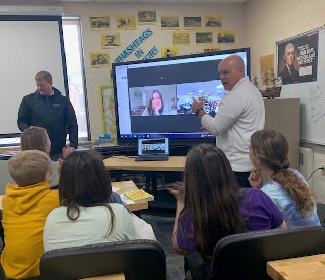 Award-winning author Rebecca Stead met virtually with a group of fifth- and sixth-grade students from Centreville Elementary School as the conclusion of Superintendent’s Book Club, a new group organized by Chad Brady.