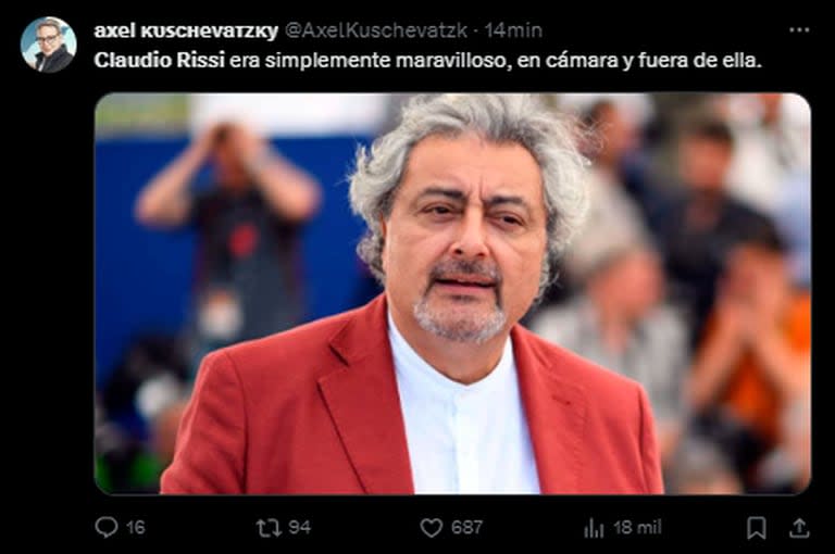 Axel Kuschevatzky se despidió de Claudio Rissi (Foto: X @AxelKuschevatzky)