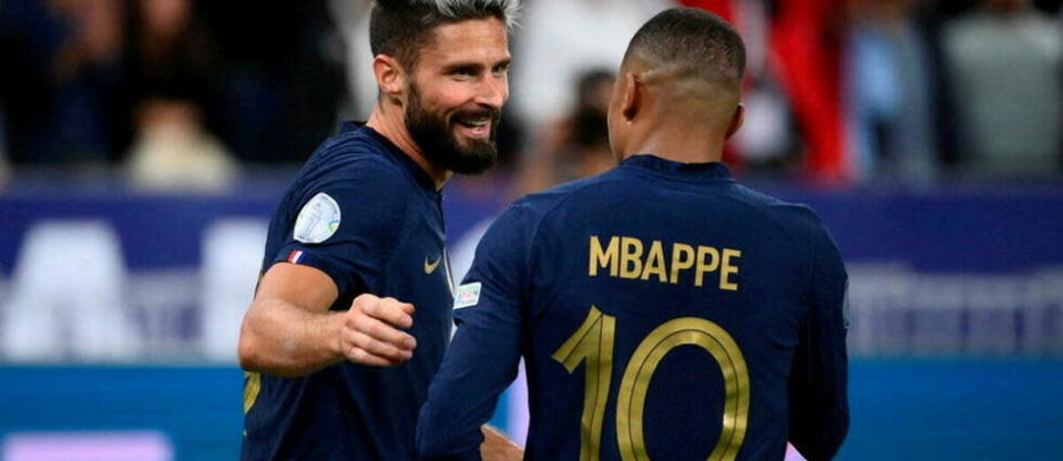 Buteurs face à l'Autriche, Olivier Giroud et Kylian Mbappé ont pleinement participé à la victoire des Bleus lors de la 5e journée de la Ligue des nations.  - Credit:FRANCK FIFE / AFP