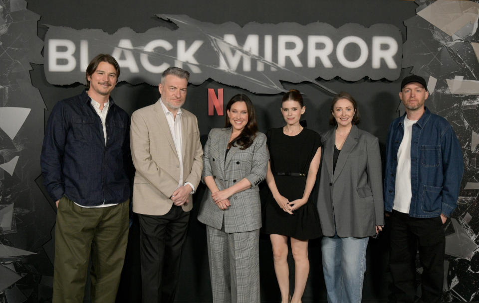 Josh Hartnett, Charlie Brooker, Jessica Rhoades, Kate Mara, Abby Scollay and Stuart Bentley attend the Netflix Black Mirror event