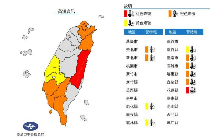 高溫資訊。（圖／中央氣象局）