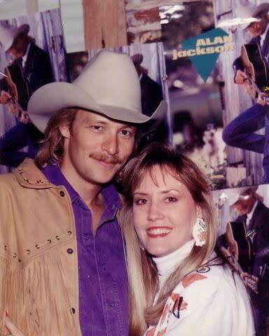 <p>Alan Jackson Instagram</p> Alan Jackson and Denise Jackson pose together for a photo.