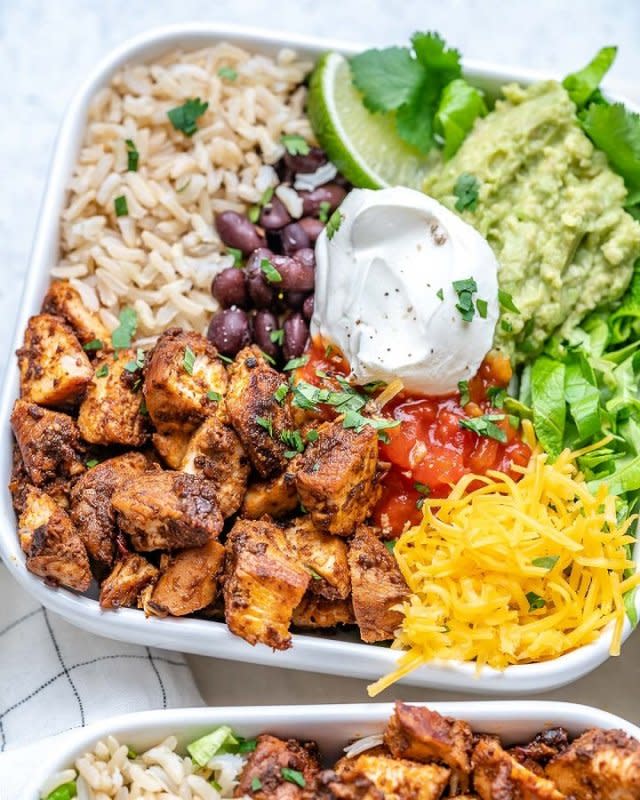 <p>Clean Food Crush</p><p>Looks like dinner is ready!</p><p><strong>Get the recipe:</strong><a href="https://cleanfoodcrush.com/copycat-chipotle-chicken-burrito-bowls/" rel="nofollow noopener" target="_blank" data-ylk="slk:Copycat Chipotle Chicken Burrito Bowls CFC Style;elm:context_link;itc:0;sec:content-canvas" class="link ">Copycat Chipotle Chicken Burrito Bowls CFC Style</a></p>