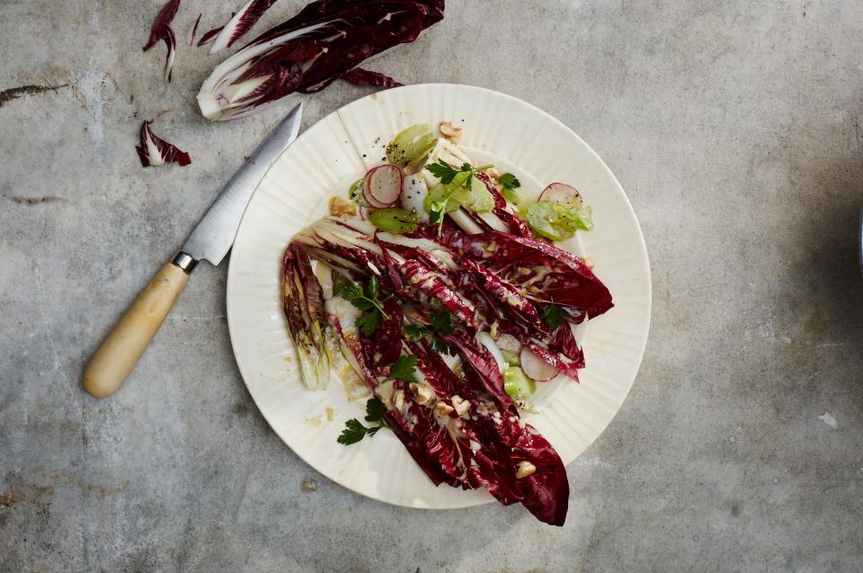 Treviso and Radish Salad with Walnut–Anchovy Dressing