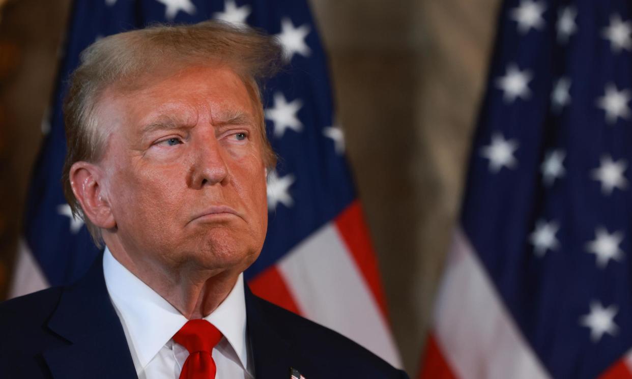 <span>Donald Trump at his Mar-a-Lago estate on 12 April 2024, in Palm Beach, Florida.</span><span>Photograph: Joe Raedle/Getty Images</span>