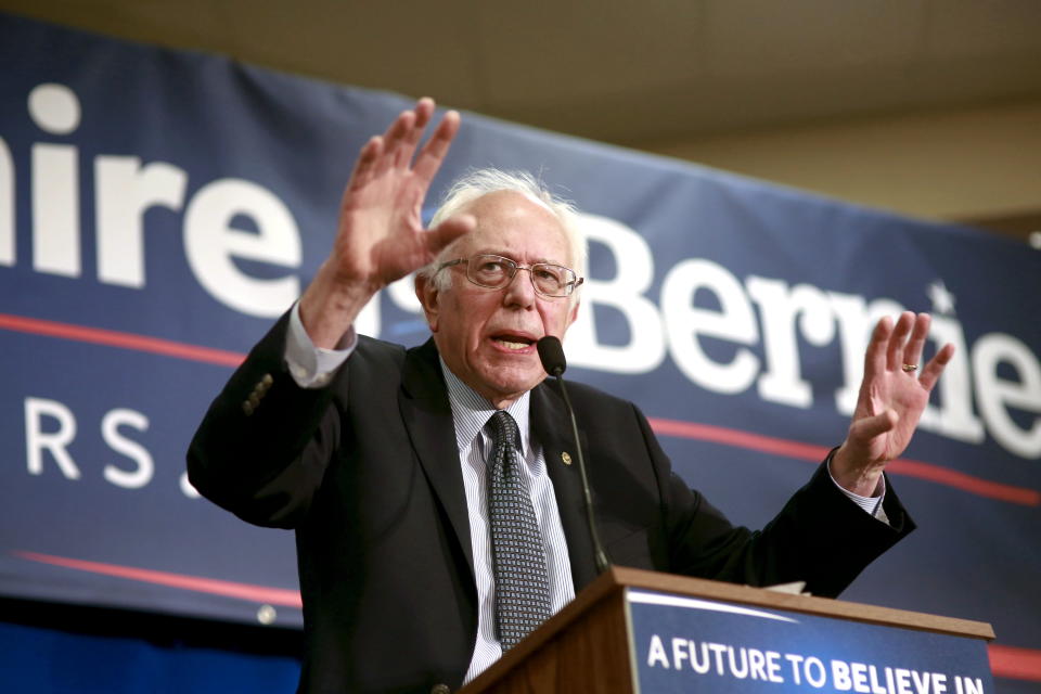 U.S. Democratic presidential candidate and U.S. Senator Bernie Sanders talks about minimum wage increases during a campaign town hall meeting in Bedford, New Hampshire January 22, 2016. REUTERS/Katherine Taylor