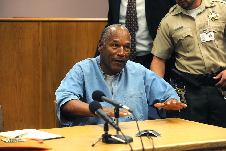 LOVELOCK, NV - JULY 20: O.J. Simpson attends a parole hearing at Lovelock Correctional Center July 20, 2017 in Lovelock, Nevada. Simpson is serving a nine to 33 year prison term for a 2007 armed robbery and kidnapping conviction. (Photo by Jason Bean-Pool/Getty Images)