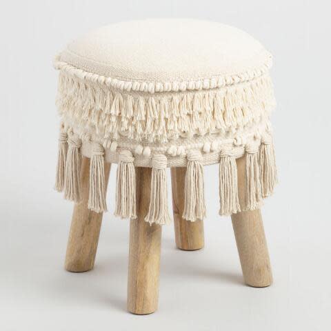 10) White Stool with Tassels