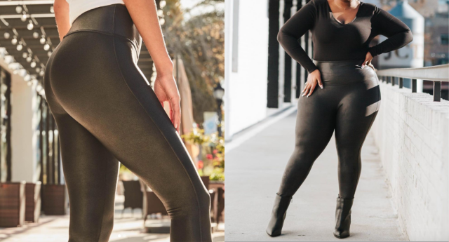 Tummy control leggings with leather imitation finish – BEST WEAR