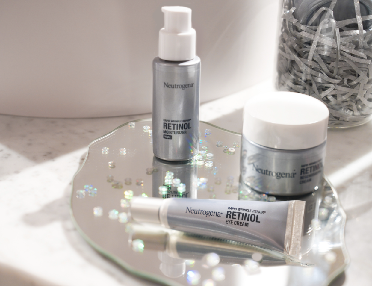 The new Neutrogena range, featuring retinol moisturizer, retinol eye cream and retinol moisturising cream.