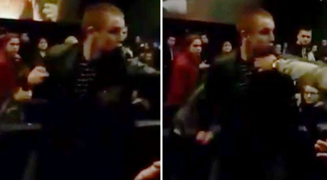 Witnesses said the man in the jacket was angry because of 'loud talking' people in the cinema. Source: CEN