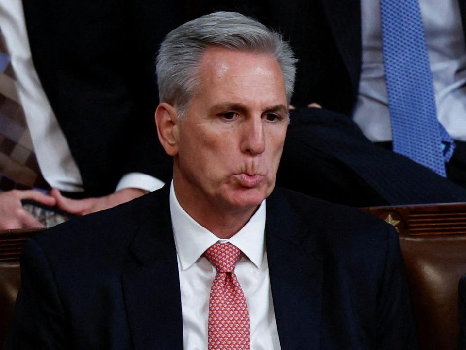 Kevin McCarthy purses his lips