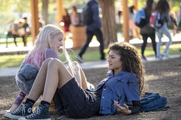 <em>Hunter Schafer and Zendaya in "Euphoria." P</em><em>hoto: Eddy Chen/Courtesy of HBO</em>