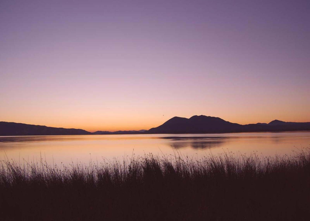 A lake in Clearlake, California, in the early morning.