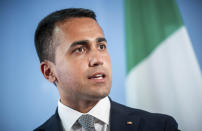 Luigi Di Maio, Foreign Minister of Italy attends a news conference with his German counterpart Heiko Maas at the Foreign Office in Berlin, Germany, Friday, June 5, 2020. (Michael Kappeler/Pool via AP)