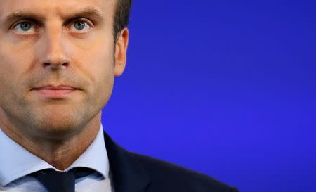 Outgoing French Economy Minister Emmanuel Macron attends a news conference after his resignation, at Bercy Finance Ministry in Paris, France, August 30, 2016. REUTERS/Gonzalo Fuentes/File Photo