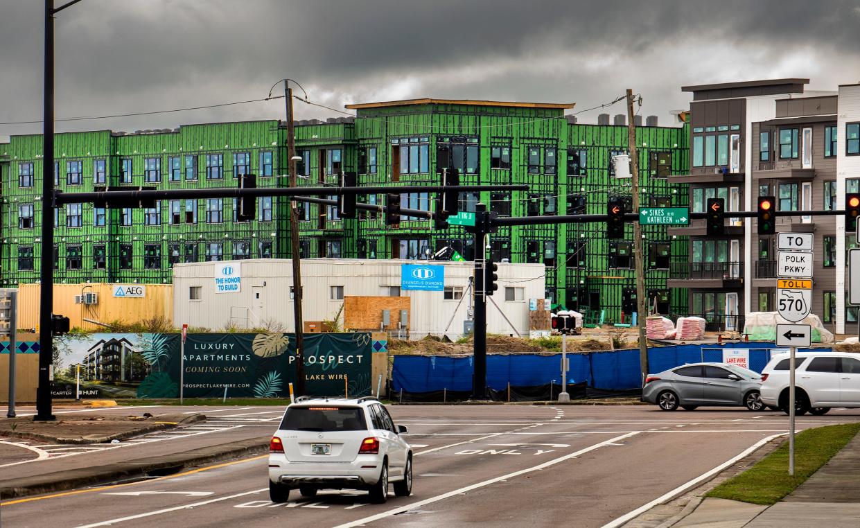 The Prospect Lake Wire Luxury Apartments, under construction on the old Florida Tile site across the street from Lake Wire in Lakeland.