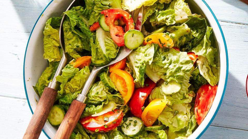 tossed salad with green goddess dressing