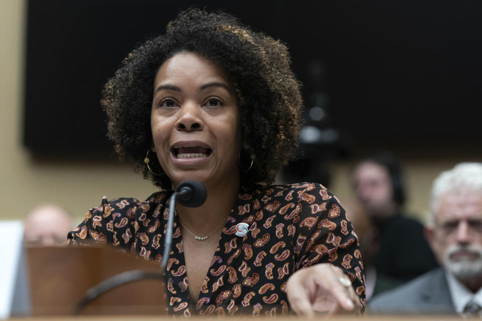 FILE - U.S. Center for SafeSport CEO Ju'Riese Colón testifies during The Commission on the State of U.S. Olympics and Paralympics hearing on Capitol Hill in Washington, Wednesday, Sept. 6, 2023. Colon called arbitration "one of the stickiest pieces we have to deal with." A top sports attorney involved in some 100 SafeSport cases over the agency's six years estimated that about two-thirds of the 40 cases he's taken to arbitration have resulted in sanctions being overturned or reduced, and thinks the SafeSport system is broken. (AP Photo/Jose Luis Magana, File)