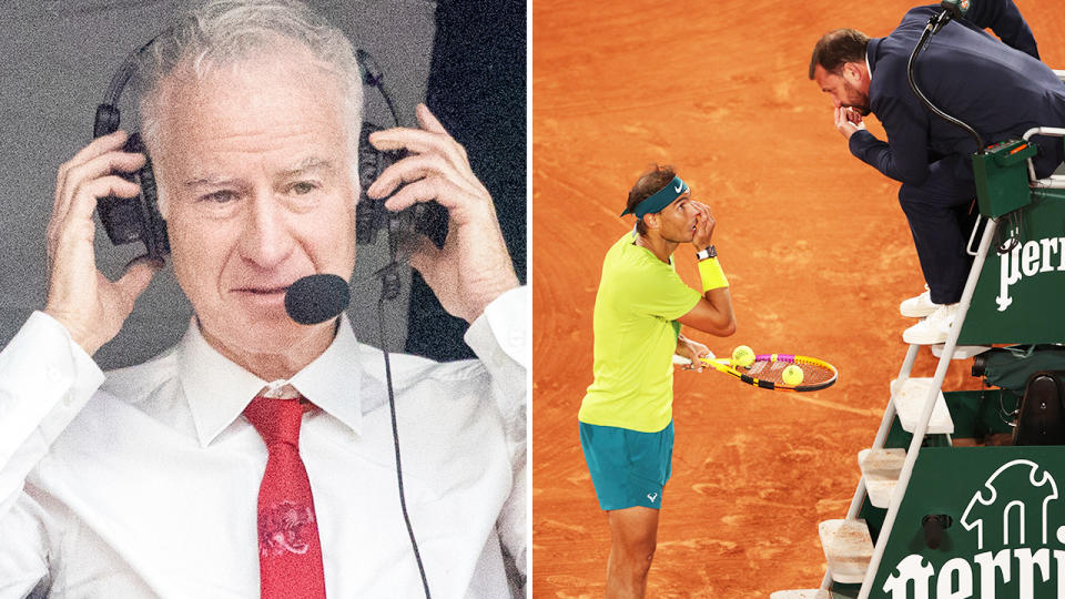 John McEnroe, pictured here commentating Rafa Nadal's match at the French Open.