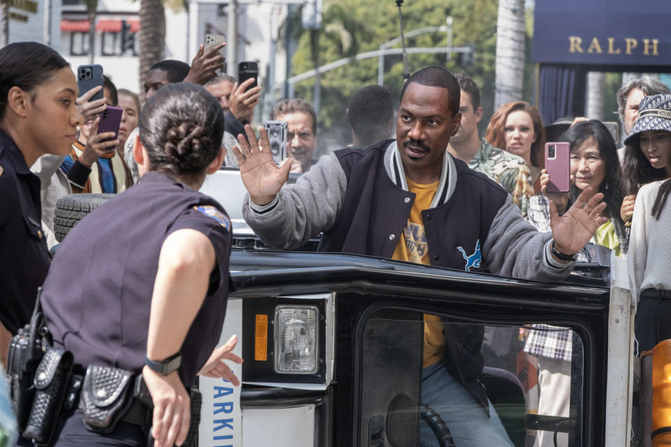 Beverly Hills Cop: Axel F. (Featured L-R) Bria Murphy as Officer Renee Minnick and Eddie Murphy as Axel Foley in Beverly Hills Cop: Axel F. (Netflix)