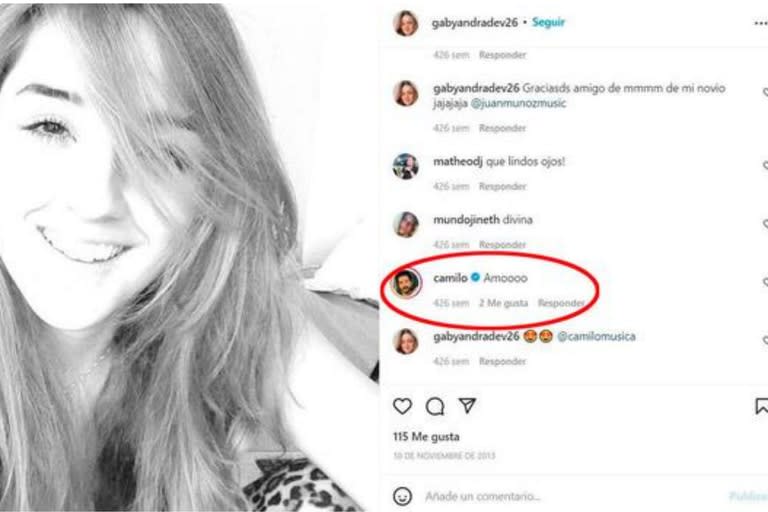 En sus comentarios, Camilo le expresaba su amor a Gabriela