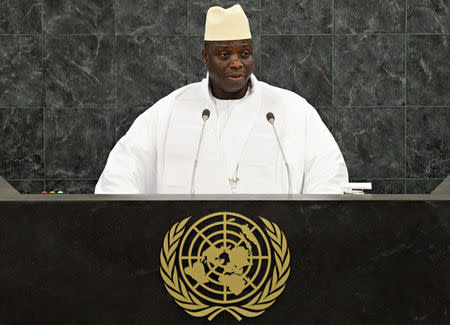 FILE PHOTO: Gambian President Yahya Jammeh addresses the 68th United Nations General Assembly at U.N. headquarters in New York, September 27, 2013. REUTERS/Andrew Burton/Pool/File Photo