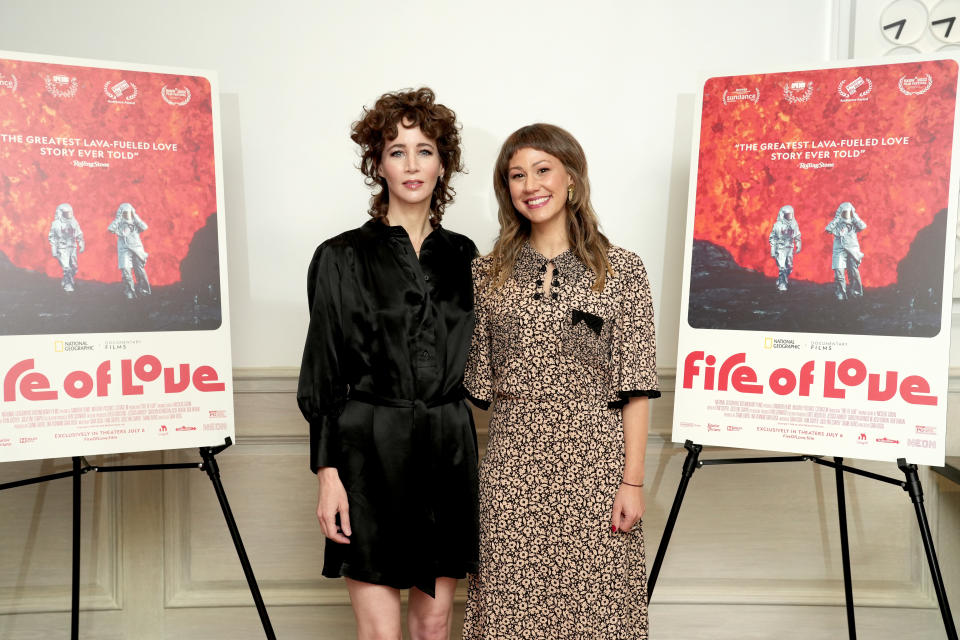 Miranda July and Sara Dosa attend a screening of National Geographic Documentary Films’ 'Fire of Love' on June 20, 2022 in New York City.