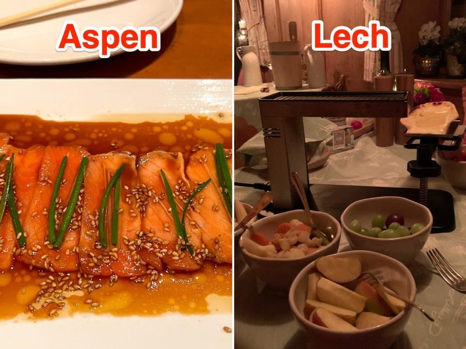 Aspen's restaurants ranged from sushi to Italian to American; meanwhile, Lech focused on traditional Austrian food.