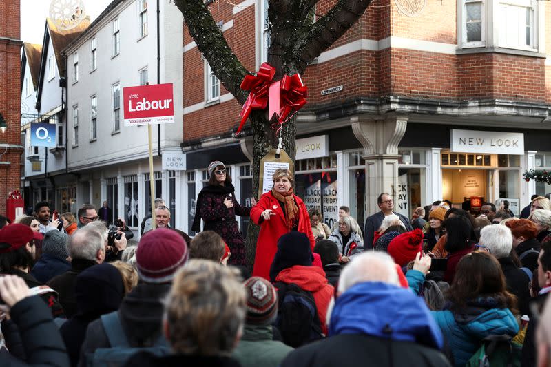 Emily Thornberry gives a speech to show her support for Rosie Duffield during a rally in Canterbury