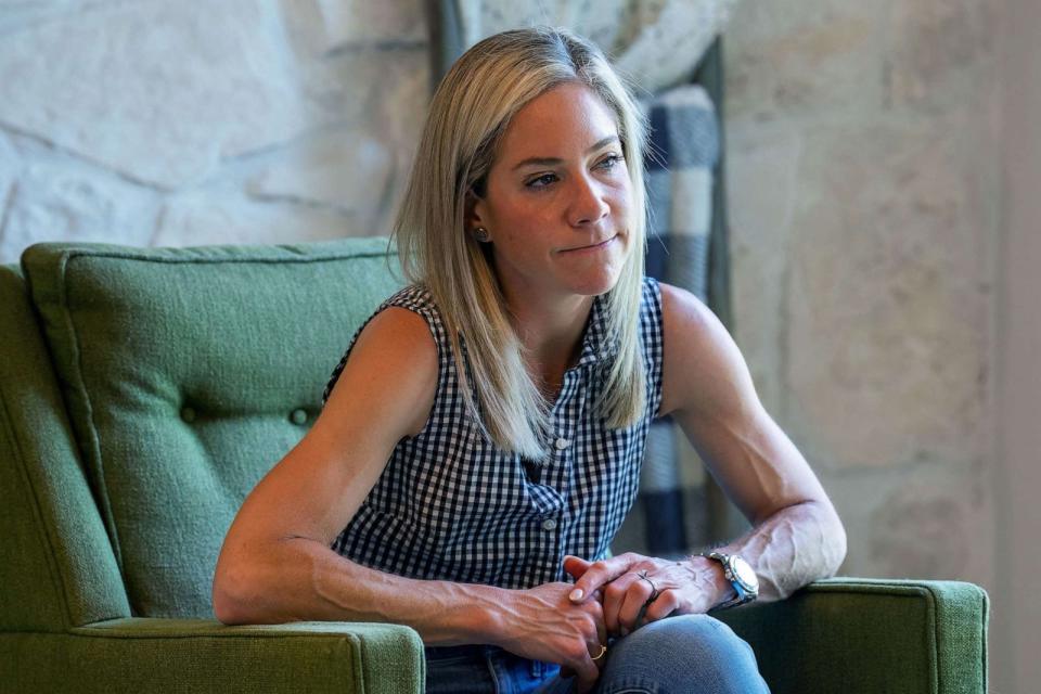 PHOTO: Amanda Zurawski sued the state of Texas after being denied an abortion in June 2022 despite serious complications, talks about the experience from her home in Austin, Texas, May 8, 2023. (Suzanne Cordeiro/AFP via Getty Images, FILE)