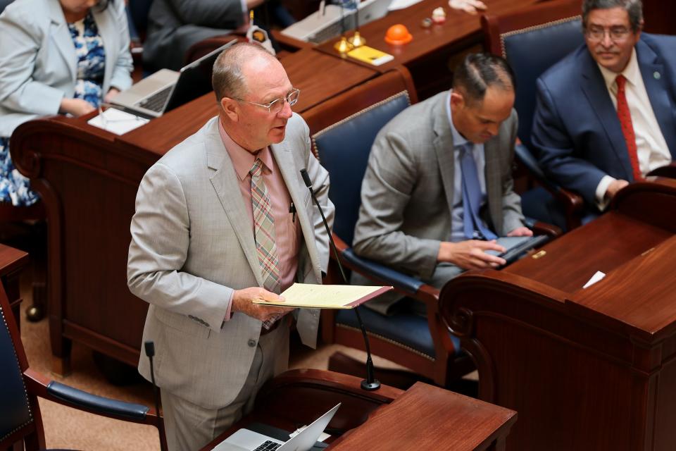 Sen. Scott Sandall, R-Tremonton, speaks in the Utah Senate on HB2001 Election Amendments at the Capitol in Salt Lake City on June 14,2023. | Scott G Winterton, Deseret News